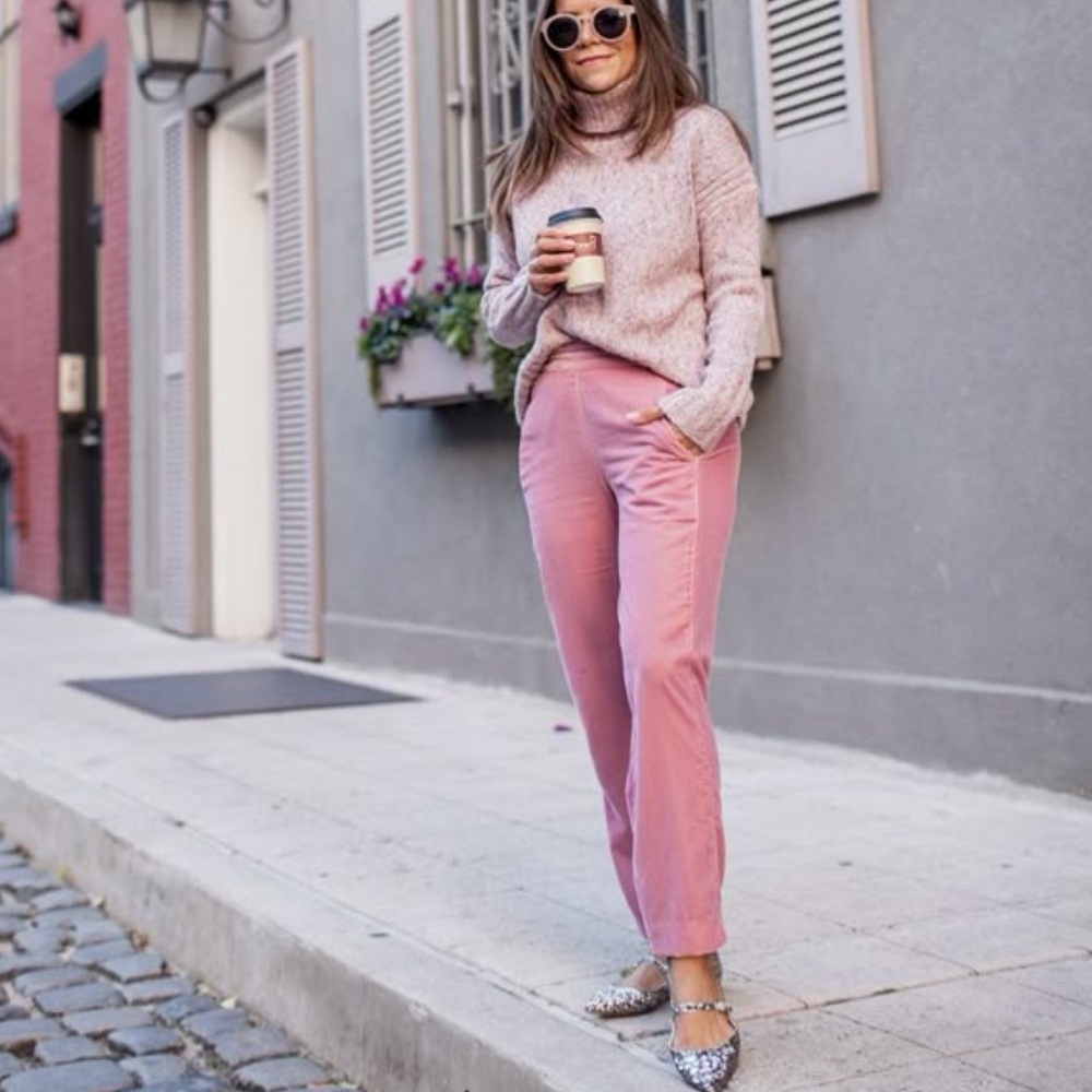 💎RARE💎Like New J CREW Pink Velvet Trousers, Size 6